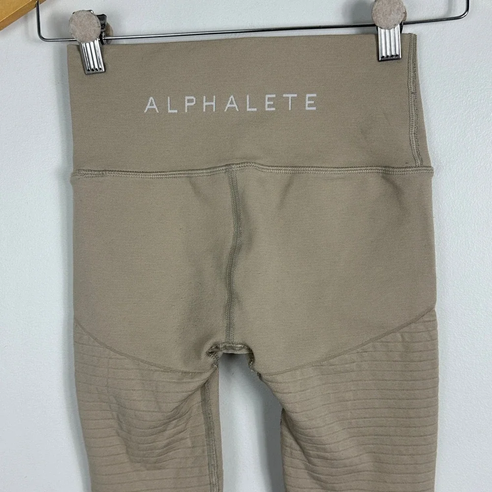 Alphalete Revival Moto Style Leggings Beige Compression Womens Sz Small Athletic - Picture 5 of 14